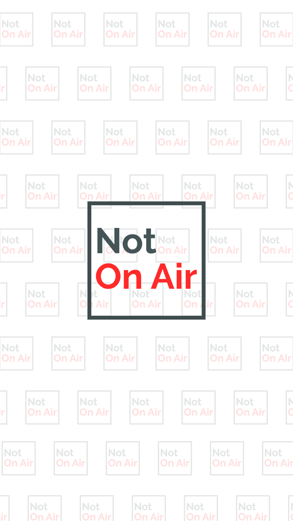 Vertical Not On Air Clean Frequency wallpaper for phones, Reels and Shorts with a minimal white repeating logo pattern.