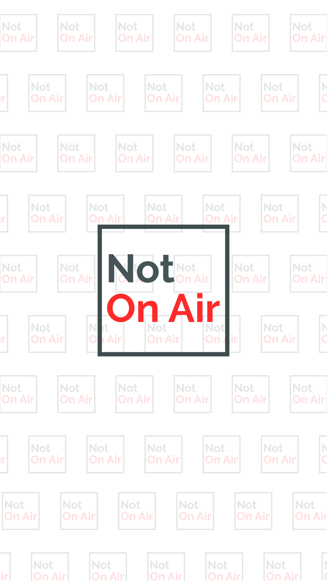 Vertical Not On Air Clean Frequency wallpaper for phones, Reels and Shorts with a minimal white repeating logo pattern.