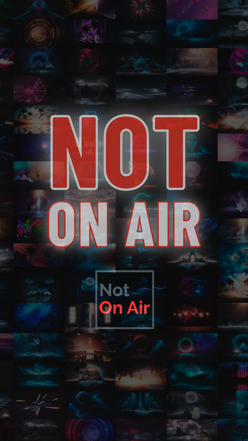 Vertical Not On Air Midnight Media Wall wallpaper for phones, Reels and Shorts with a dark mosaic of screens.