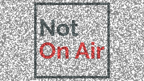 Not On Air Monochrome Static wallpaper with black-and-white television noise and a centered gray-and-red logo.