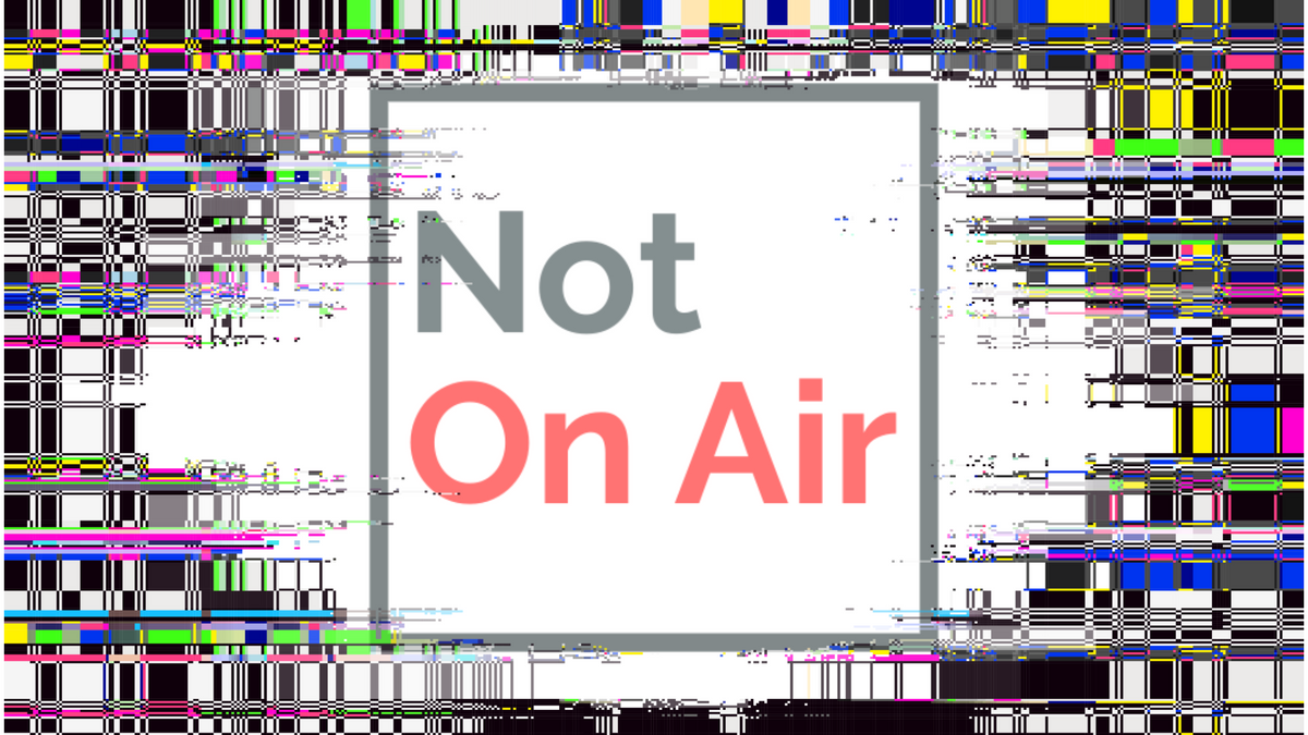 Not On Air Signal Break wallpaper with colorful broadcast test bars and digital glitch lines around the logo.